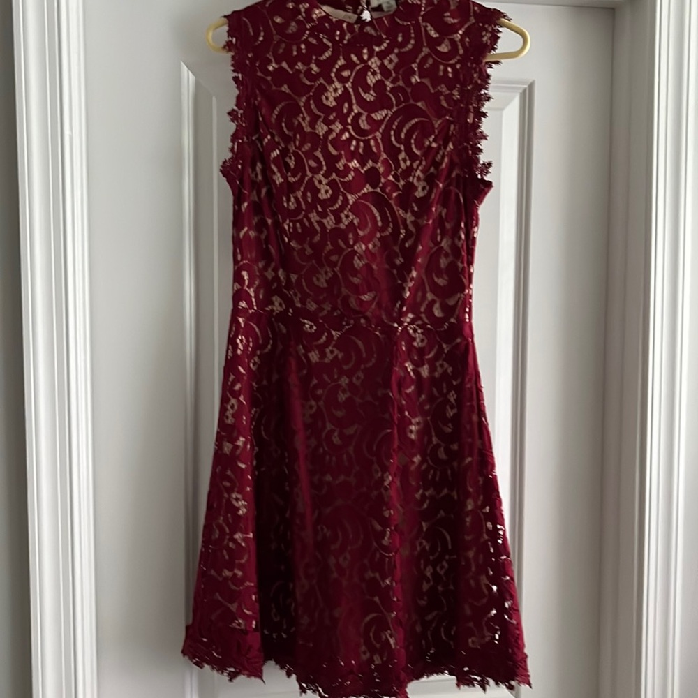 Francesca’s Burgundy Lace over Nude Dress - Size M